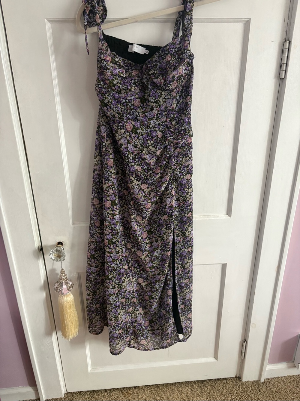 Astr Floral Slip Dress in Purple and Green